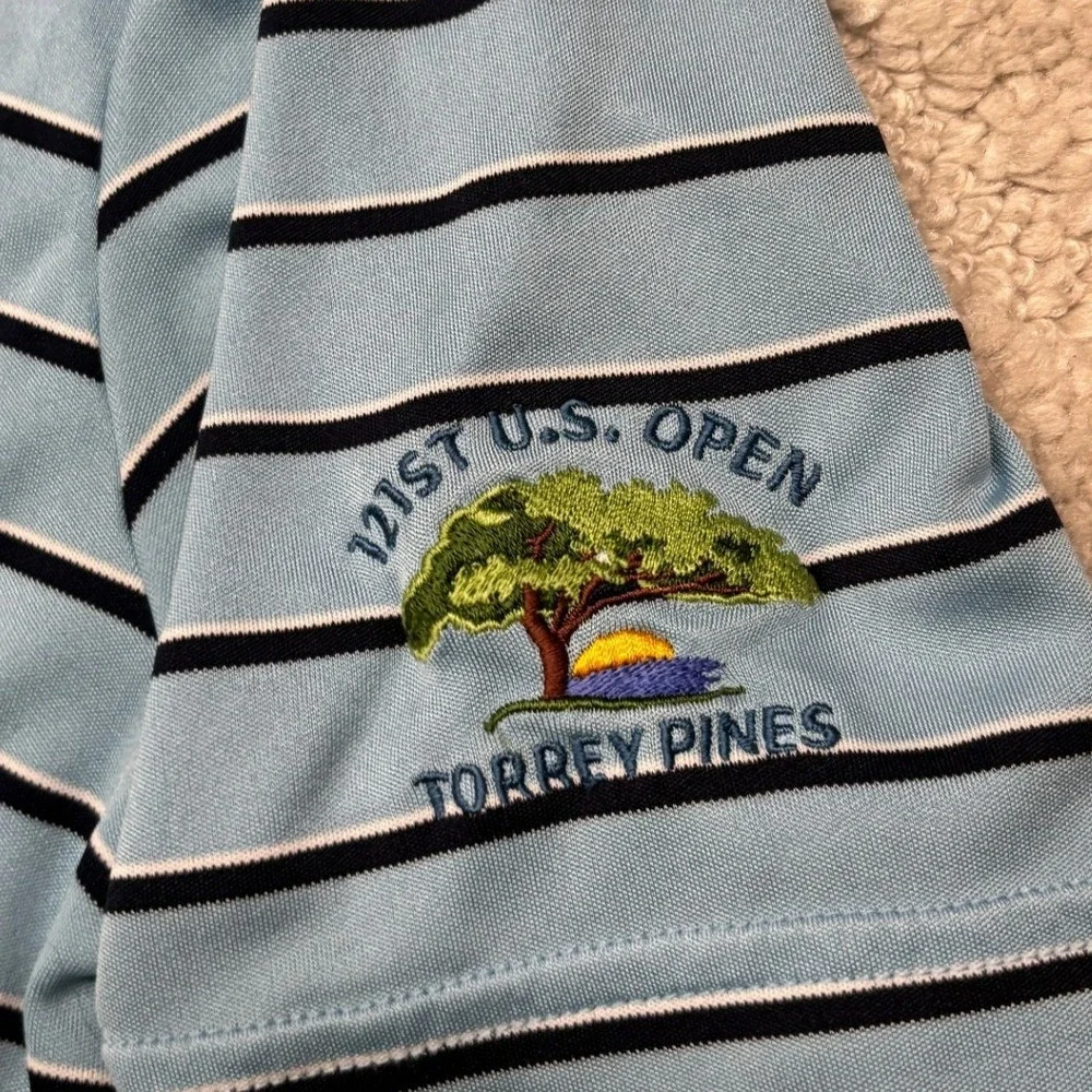 Polo Ralph Lauren‎ Golf Shirt Mens Large Blue Striped 121st US Open Torrey Pines